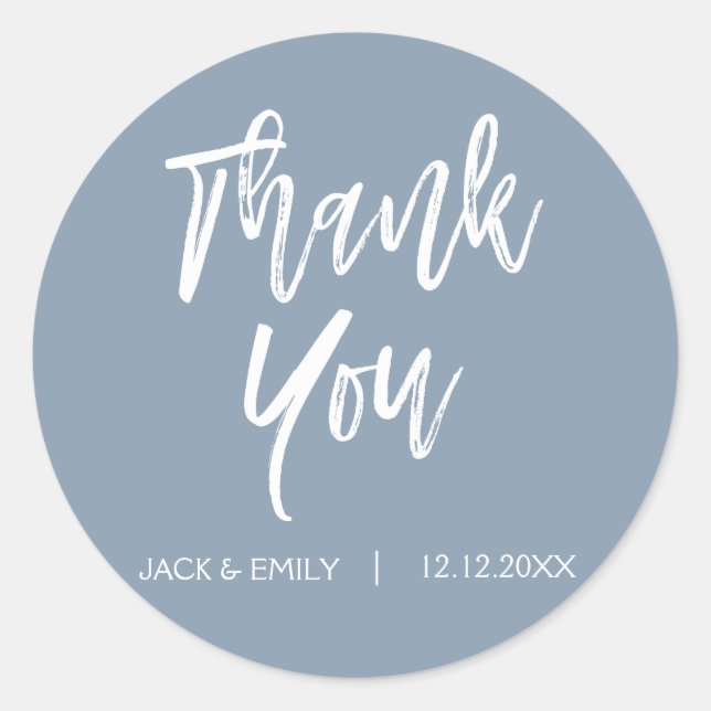 Adesivo Redondo Dusty Blue Obrigado Envelope Seal (Frente)
