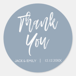 Adesivo Redondo Dusty Blue Obrigado Envelope Seal