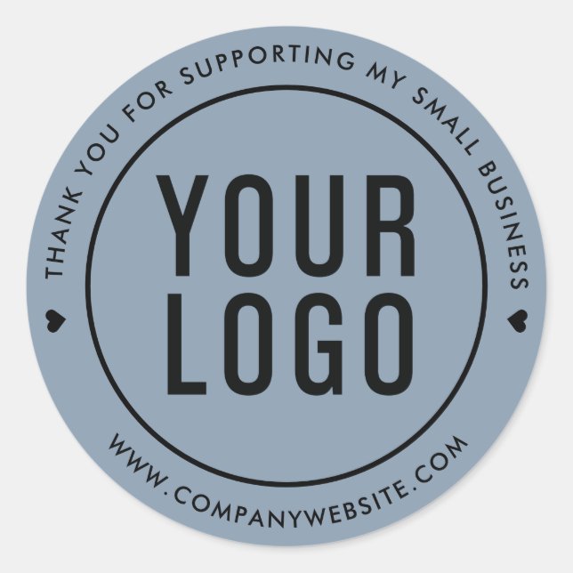 Adesivo Redondo Dusty Blue Obrigado Por Apoiar As Pequenas Empresa (Frente)