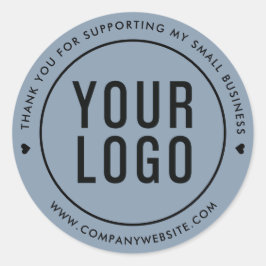 Adesivo Redondo Dusty Blue Obrigado Por Apoiar As Pequenas Empresa