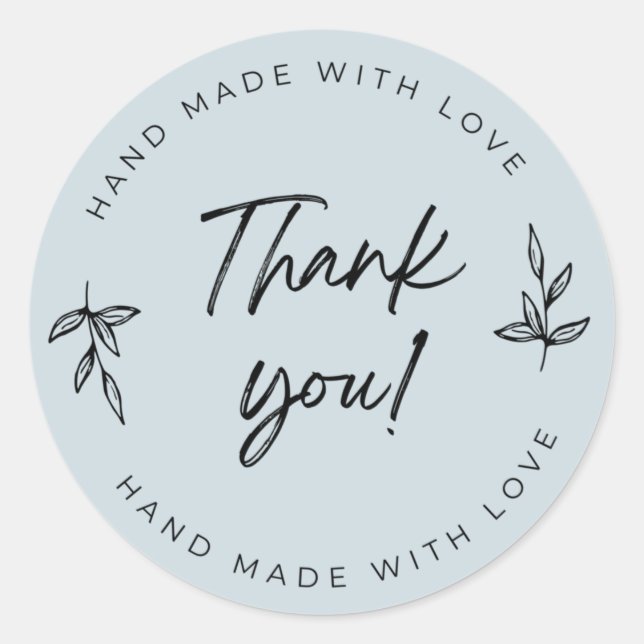 Adesivo Redondo Dusty Blue Obrigado, viciante (Frente)