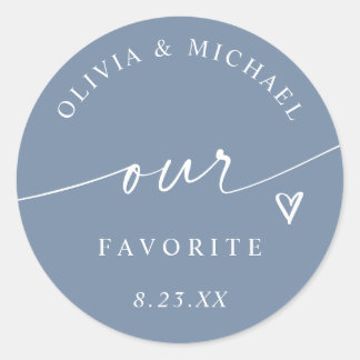 Adesivo Redondo Dusty Blue Our Favorite Wedding Treat Bag