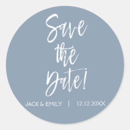 Adesivo Redondo Dusty Blue Save the Date Sticker