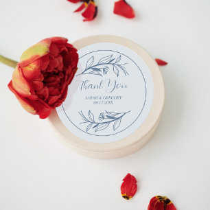 Adesivo Redondo Dusty Blue Simple Boho Obrigado Favor do Casamento