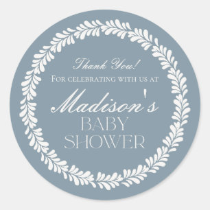 Adesivo Redondo Dusty Blue Talavera Chá de fraldas Espanhol Fiesta