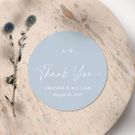 Adesivo Redondo Dusty Blue Thank You Wedding Sticker