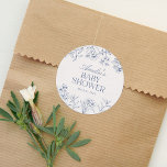 Adesivo Redondo Dusty Blue Vintage Chinoiserie Chá de fraldas<br><div class="desc">Diga obrigado aos amigos e à família por estarem presentes no seu chá de fraldas com estes vintage adesivos com o tema da chinoiserie azul</div>