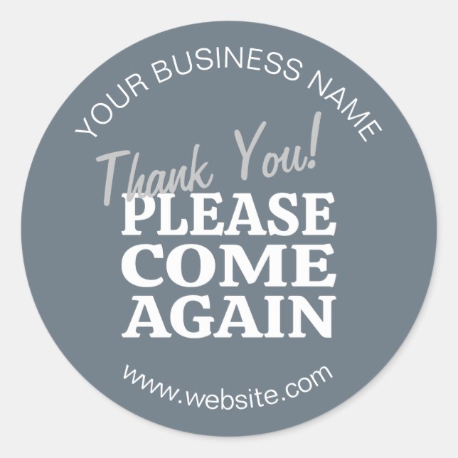 Adesivo Redondo Dusty Blue Vintage inspirou Obrigado (Frente)