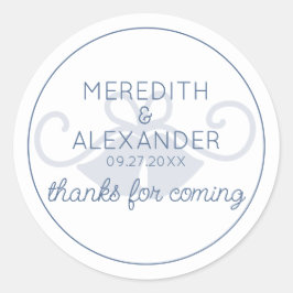 Adesivo Redondo Dusty Blue Wednell Obrigado Sticker