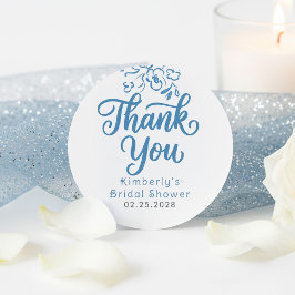 Adesivo Redondo Dusty Blue Whimsical Bridal Shower Thank You 