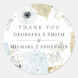 Adesivo Redondo Dusty Blue White Marinho Anemone BUDGET Casamento