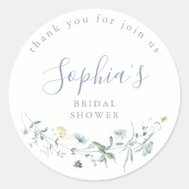 Adesivo Redondo Dusty Blue Wildflower Rustic Chá de panela