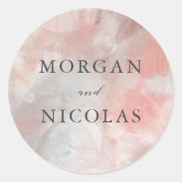 Dusty Coral Abstrato Brushstrokes Bride and Groom