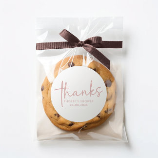 Adesivo Redondo Dusty Pink & White - Favor Mínimo do Chá de panela