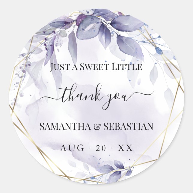 Adesivo Redondo Dusty Plum Wispy Floral Obrigado (Frente)