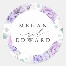 Adesivo Redondo Dusty Purple e Mauve Floral Botânica