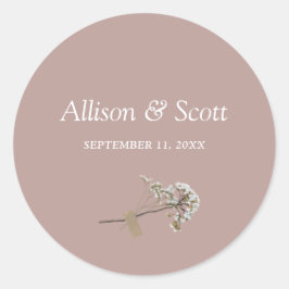 Adesivo Redondo Dusty Rosa, Classe Floral Elegante Mínima