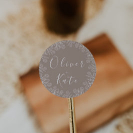 Adesivo Redondo Dusty Rosa Floral | Selo de Envelope de Casamento 