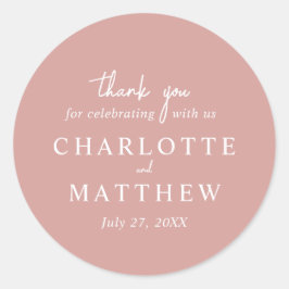 Adesivo Redondo Dusty Rosa Script Obrigado Vedante De Casamento