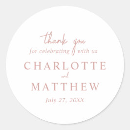 Adesivo Redondo Dusty Rosa Script Obrigado Vedante De Casamento