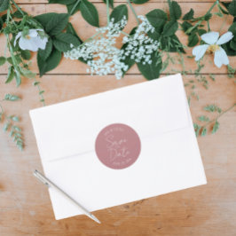 Adesivo Redondo Dusty Rosa Stylized Wedding Salvar a Data