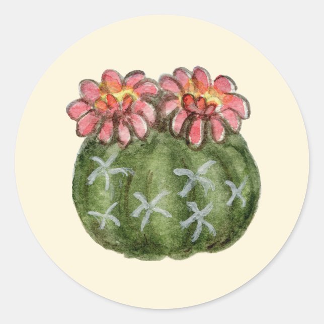 Adesivo Redondo Dwarf Chin cactus sticker (Frente)