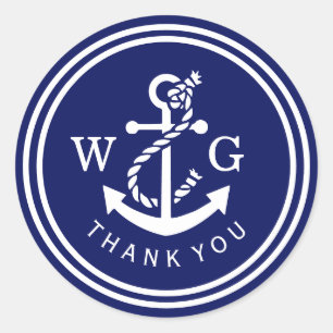 Adesivo Redondo DY Anchor Monograma Selos de Casamento Favorecer T