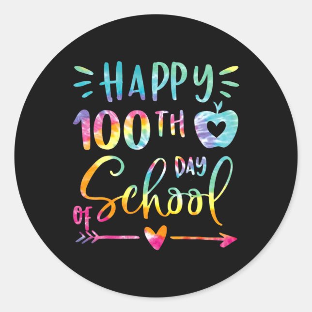 Adesivo Redondo Dye Happy 100º Dia De Professores Estudantes 100 (Frente)