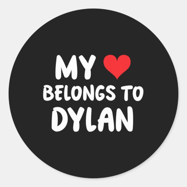 Adesivo Redondo Dylan - Meu Coração Pertence a Dylan - Amor  (Frente)