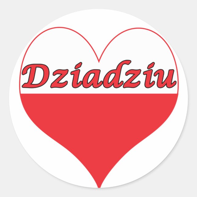 Adesivo Redondo Dziadziu Polonês Heart (Frente)