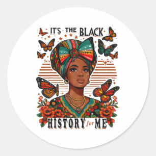 Adesivo Redondo É a história negra, mulher africana étnica com B