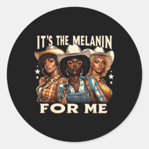 Adesivo Redondo É a Melanina para mim, Estilo Urn Negro, Woma Pret