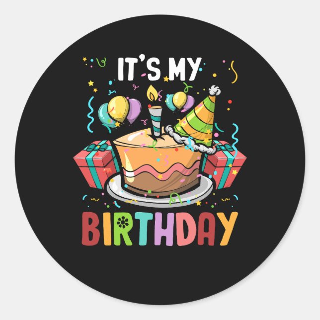 Adesivo Redondo É a minha Rosquinha de aniversário Confetti Happy  (Frente)