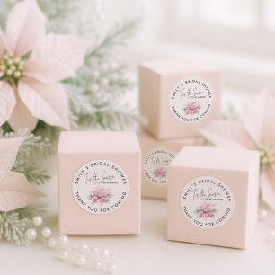 Adesivo Redondo É a Temporada de Poinsettia Agradecimentos para Ch