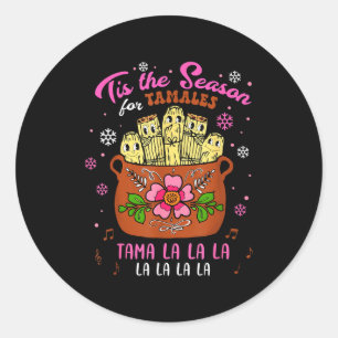 Adesivo Redondo É a Temporada de Tamales Tamala Mexicana de Natal