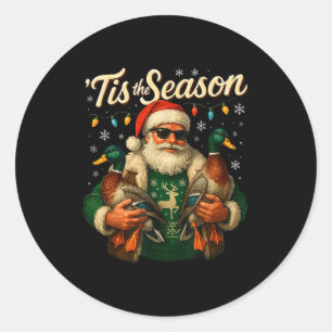 Adesivo Redondo É a Temporada do Papai Noel Pato Legal Design de N