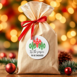 Adesivo Redondo É a Temporada Festa de Noivado de Natal