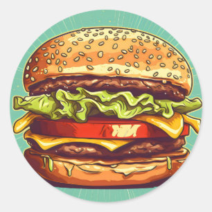 Adesivo Redondo É Burger Time