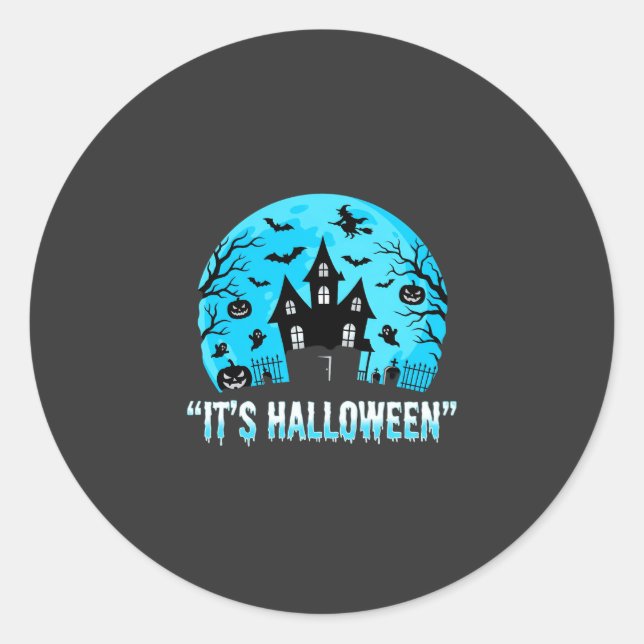 Adesivo Redondo É design de morcego de casa assombrada de Hallowee (Frente)