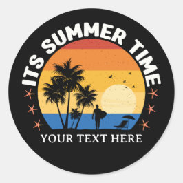 Adesivo Redondo É Design de Pôr do Sol Tropical de Verão