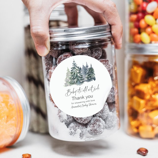 Adesivo Redondo É frio fora do Chá de fraldas de inverno (Criador carregado)