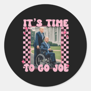 Adesivo Redondo É hora de ir Joe Funny Trump 2024