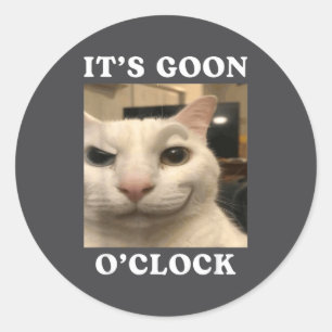 Adesivo Redondo É hora do Goon, gato engraçado