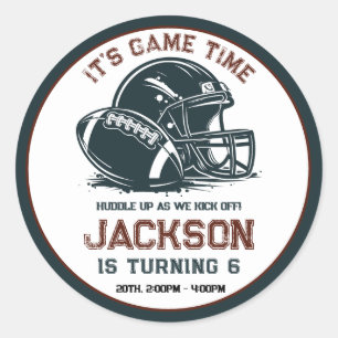 Adesivo Redondo É hora do jogo! Jogo de aniversários de futebol