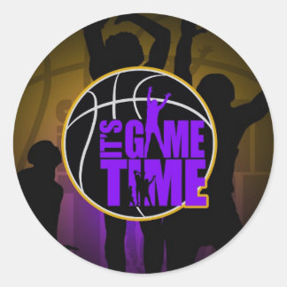 Adesivo Redondo É hora do jogo - Roxo e Dourado