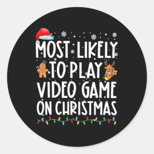 Adesivo Redondo É Mais Provável Jogar Videos games No Natal