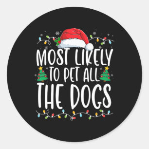 Adesivo Redondo É Mais Provável Pet Todos Os Cães De Natal Diverti