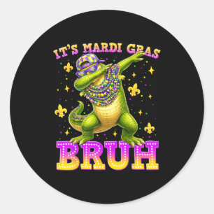 Adesivo Redondo É Mardi Gras Bruh Alligator Mardigartor Homens Men