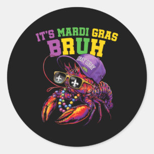 Adesivo Redondo É Mardi Gras Bruh Dabbing Crawfish Kid