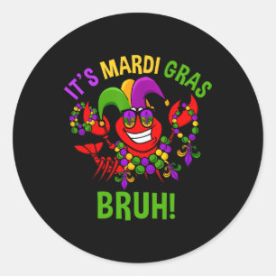 Adesivo Redondo É Mardi Gras Bruh Dabbing Crawfish Kid